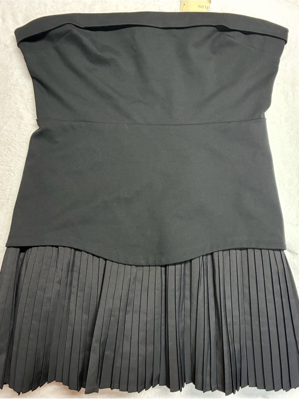 BHLDN Black Strapless Pleated-Hem Dress